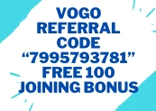 VOGO Referral code “7995793781” Free 100 Joining Bonus